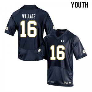 Notre Dame Fighting Irish Youth KJ Wallace #16 Navy Under Armour Authentic Stitched College NCAA Football Jersey KSU0799KS